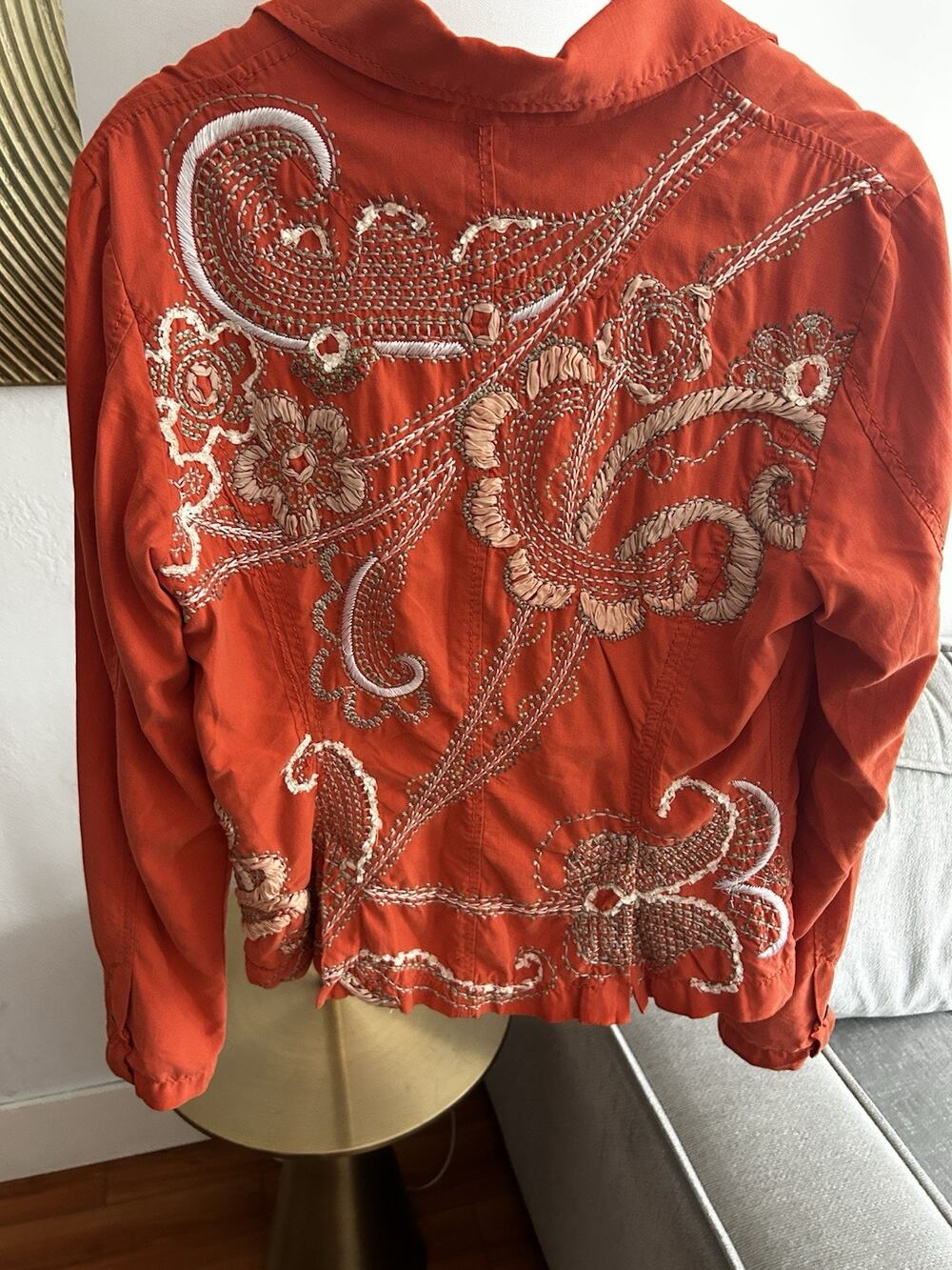 Y2K Vtg Da Nang L Embroidered Jacket Utility Silk Blend Floral